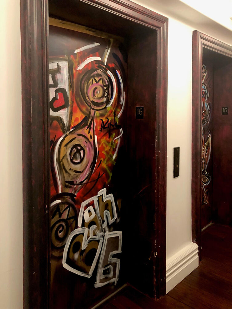 Domingo Zapata Painted Elevator Doors